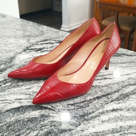 Stuart weitzman red croc heels - Picture 3 of 13